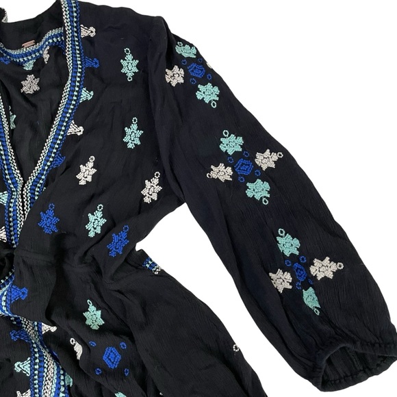 Free People Stargazer Embroidered Black Tunic Mini Dress - Picture 9 of 15